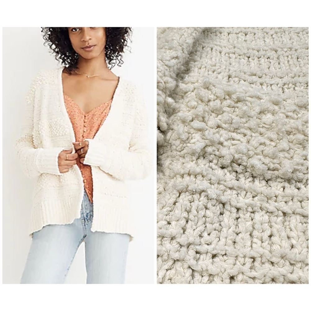 Madewell Bronson Cardigan Sweater. Chunky Textured Knit Soft Comfy Layer. Small
